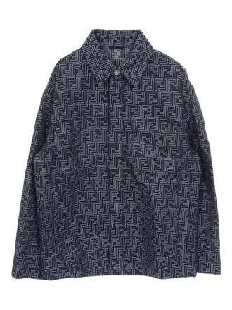 Fendi jacquard denim jacket - men - Cotton - 46 - Blue