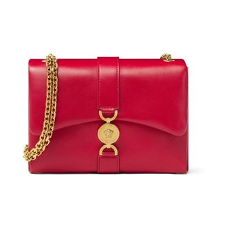 Versace Red Lambskin Chain Shoulder Bag