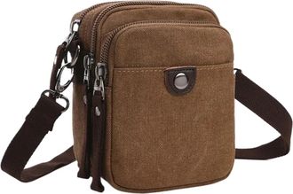 Generic Durable Green Grey Blue Black Coffee Khaki Canvas Compatible For Men Shoulder Messenger Bag(Coffee)