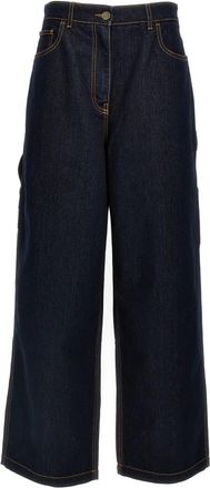 Etro Sparkling Effect Katoenen Denim Jeans - Dames - Wijde Broeken - Blauw - W25 - Katoen - Broeken