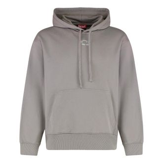 Diesel Hoodies, male, Gray, Size: M S-Macs-Hood-Od Cotton hoodie