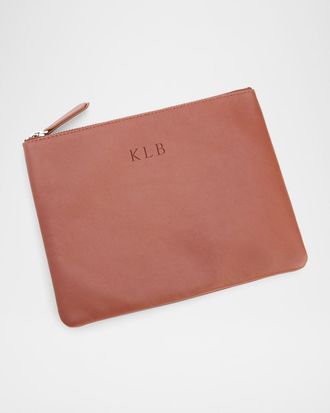Royce Leather Monogrammed Leather Zuppered Travel Organizer Pouch