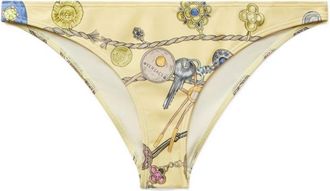 Versace Beige Printed Bikini Bottom Swimwear