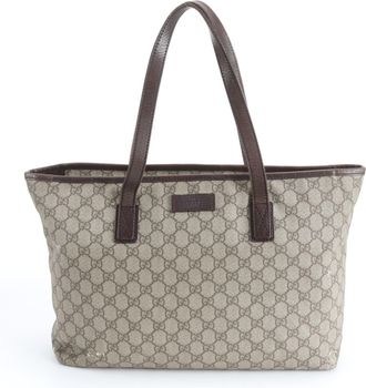 Gucci Brown Leather Coated Canvas Shoulder Bag Tote Bag (Pre-Owned)