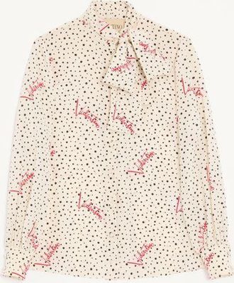 Valentino Camicia In Crepe De Chine Bollicine Plusdepois Donna VANIGLIA/MULTICOLOR 36