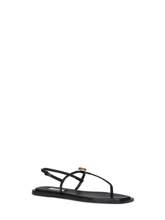 Toteme Womens Sandals Nappa Leather T-Strap Black Goat