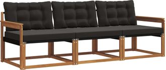 vidaXL Vidaxl Conjunto De Sof&aacute;s De Exterior 3 Uds. Natural Y Negro