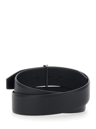 Tom Ford Mens Belt Icon T Black Leather Calf