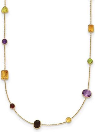 Diamond2Deal 14k Yellow Gold Polished Multi-color Gemstone Pendant Necklace 34