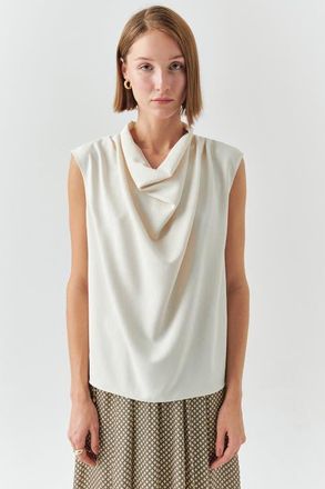 Exquise Ashlyn Cream Sleeveless Cowl Neck Blouse at Nordstrom, Size Xx-Large