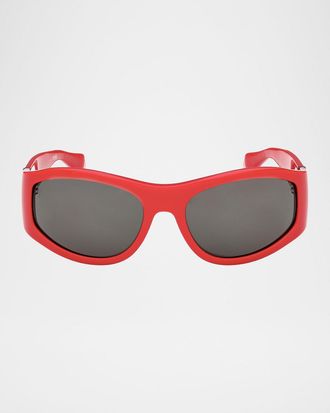 Christian Louboutin Men & apos;s Temple-Logo Acetate Rectangle Sunglasses