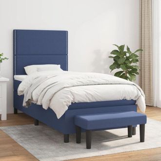 vidaXL Vidaxl - Cama Box Spring Con Colch&oacute;n Tela Azul 90x200 Cm