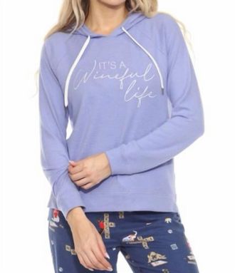 PJ Salvage Its A Wineful Life Hoodie In Periwinkle