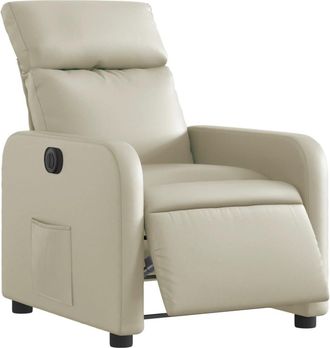 vidaXL Vidaxl - Sill&oacute;n Reclinable El&eacute;ctrico De Cuero Sint&eacute;tico Crema