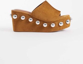 Asos Tessa - Zeppe color sabbia con borchie oversize-Neutro