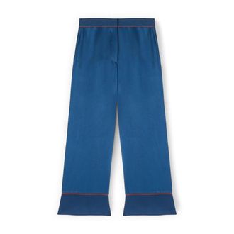 Motivi Broeken, Dames, Blauw, L, Satijn, Geknipte satijnen broek met contrasterende bies