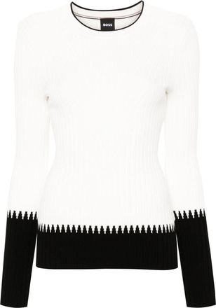 BOSS Fedrina ribbed-knit top - women - Recycled Polyester/Recycled Viscose - S - White