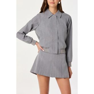 ASTR the Label Pinstripe Flight Jacket in Grey Stripe at Nordstrom, Size X-Small