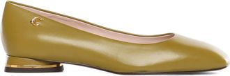 Coccinelle C-Everyday square-toe ballet flats - women - Calf Leather/Lambskin/Rubber - 40 - Green