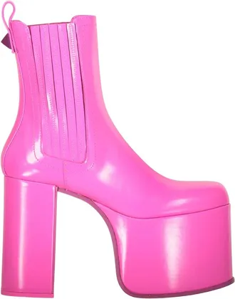 Valentino Garavani Roze glanzende enkellaarsjes met hak - Dames - Laarzen met Hak - Roze - 39 EU - Leer - Schoenen