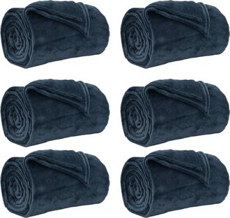 vidaXL Mantitas De Sof&aacute; 6 Uds. Azul Marino 240 X 270 Cm 10.11 Kg Lana Vidaxl