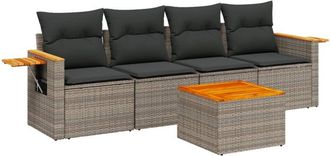 vidaXL Vidaxl - Set De Sof&aacute;s De Jard&iacute;n 8 Pzas Y Cojines Rat&aacute;n Sint&eacute;tico Gris