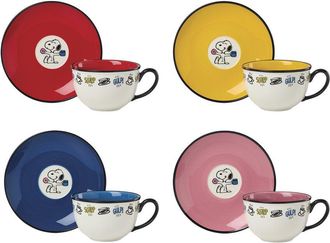 Lenox Set Of 4 Chef Snoopy Tea Cups & Saucers