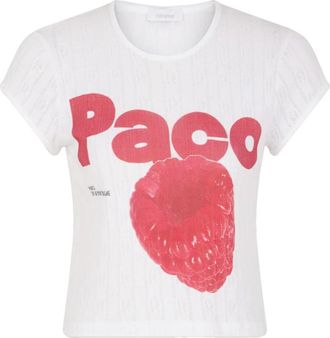 Paco Rabanne Cropped T-Shirt - Dames - T-shirts - Wit - M - Katoen - Tops