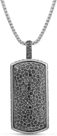LuvMyJewelry Fossil Agate Sterling Silver Men Tag Necklace