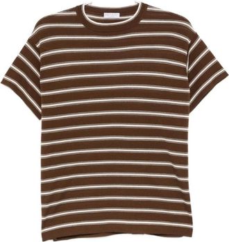 Brunello Cucinelli Brunello Cucinelli, T-Shirts, female, Brown, Size: L Striped Crew Neck T-shirt
