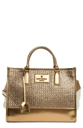 Kurt Geiger Chiswick Raffia Metallic Tote in Rust/Copper at Nordstrom Rack