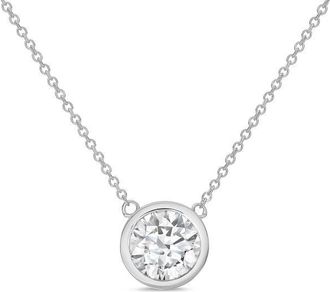 Diana M. Jewels 14kt white gold lab grown round diamond cut bezel pendant weighing 3.00 ct