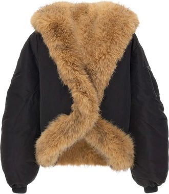 Rotate faux fur bomber jacket - Black