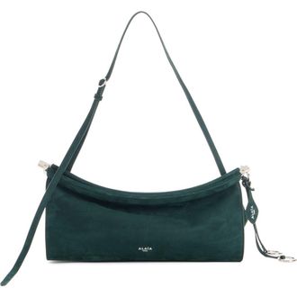 Alaia Medium Le Click East/West Nubuck Shoulder Bag in Vert Foret at Nordstrom