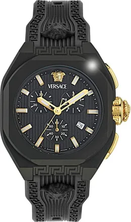 Versace V-Legend Chronograph Synthetic Strap Watch, 44mm in Black at Nordstrom