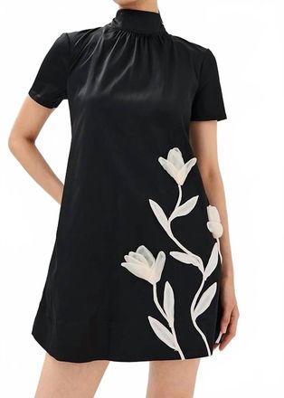 Staud Ilana Mini Dress - Plus In Black With Floral Design