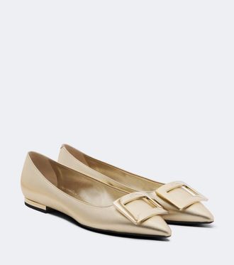 Roger Vivier Bailarinas Gommettine de piel metalizada