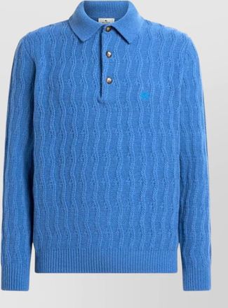 Etro cashmere ribbed polo sweater