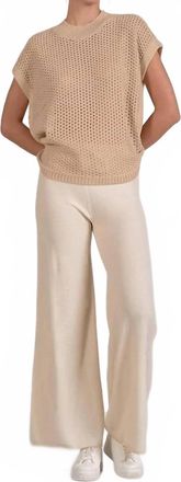 Elan Short Sleeve Knit Top In Sand