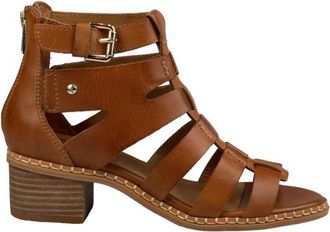 Pikolinos Dames Bruine Leren Block-Hak Gladiator Sandalen - Blanes