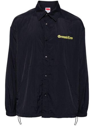 Ground-Zero Shirt met gothic font logoprint - Blauw