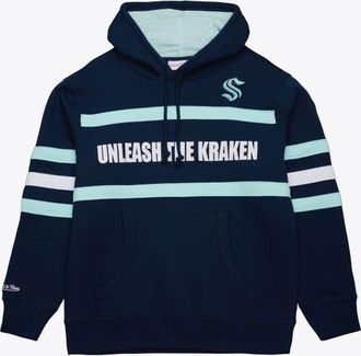 Mitchell & Ness Mens Mitchell & Ness Deep Sea Blue Seattle Kraken Head Coach Slogan Pullover Hoodie in Navy at Nordstrom, Size Xxx-Large