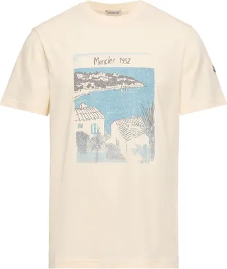 Moncler Moncler Seaside Print Cotton T-shirt, Men, White, Size: 3xl