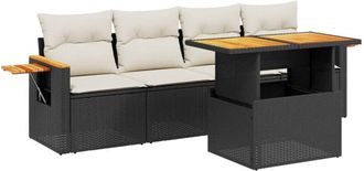 vidaXL Vidaxl - Set De Muebles De Jard&iacute;n 5 Pzas Y Cojines Rat&aacute;n Sint&eacute;tico Negro