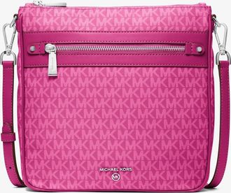 Michael Kors Jet Set Large Logo Print Woven Crossbody Bag