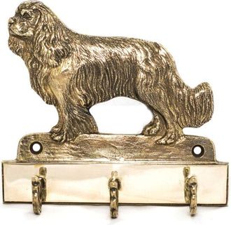 OEM Cavalier King Charles Spaniel - Colgador De Llaves Con Perro, Soporte De Lat&oacute;n Para Accesorios De Perros, Elegante Decoraci&oacute;n De Pasillo De Art-dog