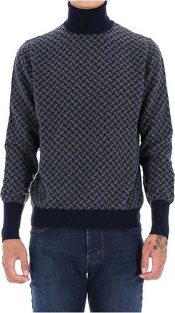 Drumohr Blauwe Cashmere Coltrui Trui - Heren - Cashmere truien - Blauw - XL - Kasjmier - Truien & Vesten