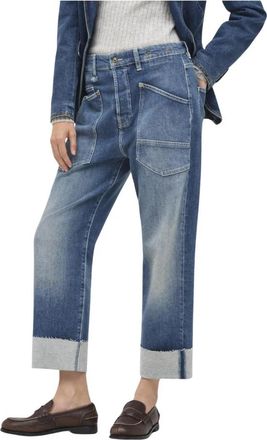M.A.C Baggy Jeans Straight-Leg Mid-Rise Blue - Dames - Cropped Jeans - Blauw - XS - Jeans