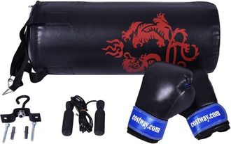 Costway Saco De Boxeo Set Para Ni&ntilde;os Saco De Boxeo De 10 Kg Con Guantes De Boxeo,cuerda De Saltar Y Gancho Para Hogar Ejercicio - Costway