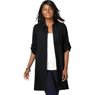 Jessica London Gauze Mega Tunic in Black at Nordstrom, Size 16